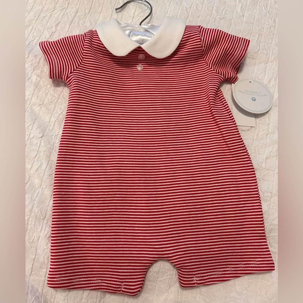 Edgehill Collection Red and White Striped Romper